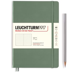 Carnet Leuchtturm souple - 14,5x21cm - olive - pointillés