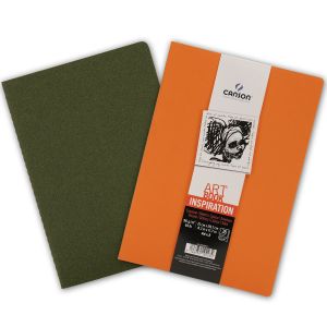 Kit 2 Carnets de Croquis Canson Art Book Inspiration - A4 - 36 feuilles - 96g - orange et kaki