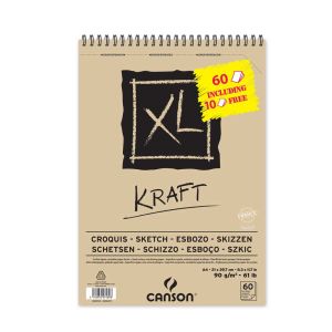 Bloc Papier Kraft Canson XL Kraft - A4 - 90g/m² 60 feuilles (10 gratuits )
