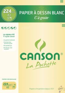 Pochette Papier Canson - Dessin blanc - A3 - 10 feuilles - 224g