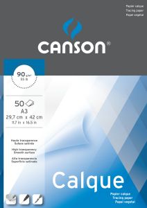 Lisse 43lb 70gsm Bloc Collé Petit A3 21 x 29,7 cm Papier Calque Canson CANSON 