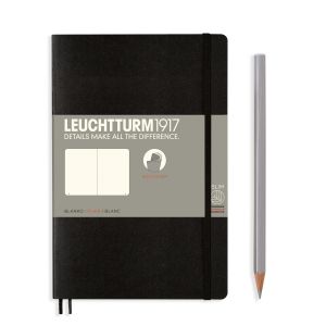 Carnet Leuchtturm souple - 12,5x19cm - Noir - Pages blanches