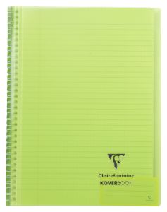Cahier Clairefontaine Koverbook - A4 - 160 pages - ligné + marge - vert