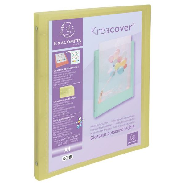 Cahier-Classeur Souple Exacompta Kreacover - A4 - Dos 2 mm - 4 anneaux -  pastel