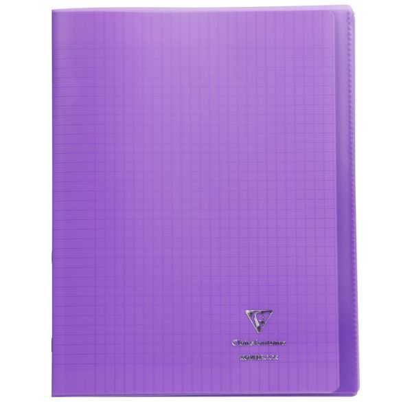 CLAIREFONTAINE Cahier piqué polypro Koverbook 24x32cm 96 pages grands  carreaux Seyes noir transparent pas cher 