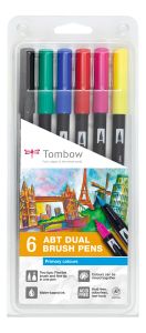 6 Feutres Tombow ABT double pointe - couleurs primaires