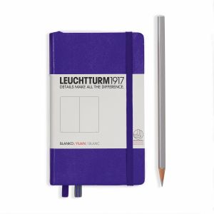 Carnet Leuchtturm rigide - 9x15cm - Violet - Pages blanches
