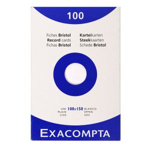 Étui de 100 Fiches Bristol Exacompta - 100x150mm - blanc uni