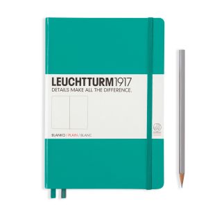 Carnet Leuchtturm rigide - 14,5x21cm - Émeraude - Pages blanches