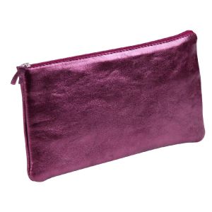 Trousse rectangulaire cuir cuirisé - cerise