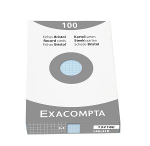 Étui de 100 Fiches Bristol A5 Exacompta - 148x210mm - petits carreaux - bleu