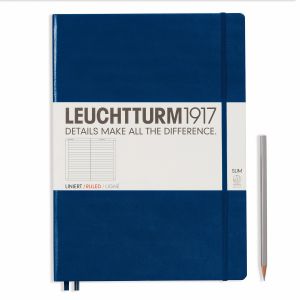 Carnet Leuchtturm rigide - 22,5x31,5cm - Bleu marine - Ligné