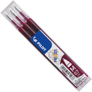 Étui de 3 Recharges Frixion Pilot - pointe moyenne 0,7 mm - rouge bordeaux