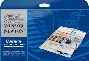 Coffret Aquarelle Cotman Winsor & Newton - 16 demi godets + 3 tubes + 1 pinceau