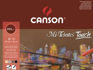 Bloc Papier pour Pastels Mi-Teintes Touch Canson - 24x32cm - 12 feuilles - 350g/m²