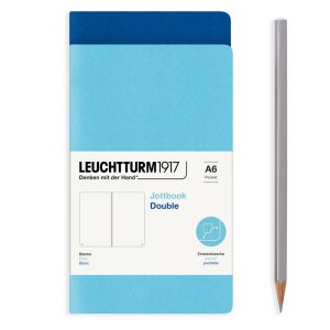 2 Carnets Jottbook Leuchtturm - 9x15 cm - Bleu Royal et Ice Blue - pages blanches