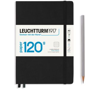 Carnet Leuchtturm Édition 120G rigide - 14,5x21cm - noir - ligné