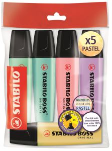 Pack de 5 Surligneurs Stabilo Boss - pastels