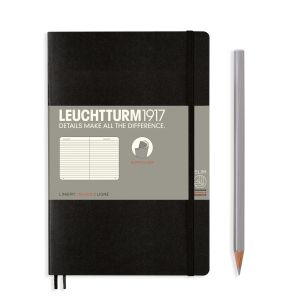 Carnet Leuchtturm souple - 12,5X19cm - Noir - Ligné