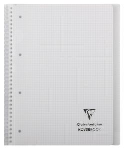 Cahier Clairefontaine Koverbook - A4+ - 160 pages - petits carreaux - incolore