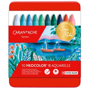 10 Pastels Aquarellables Caran d'Ache Neocolor 2 - Beya Rebai - Tons froids