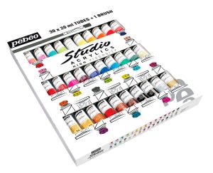 Pack de Peinture Acrylique Pébéo 30 tubes de 20 ml + 1 pinceau offert