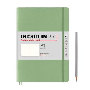 Carnet Leuchtturm souple - 14,5x21cm - Sauge - Pages blanches