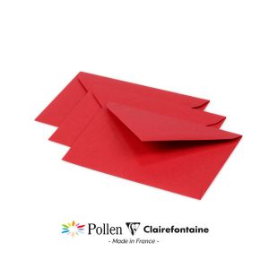 20 Enveloppes Pollen Clairefontaine - 75x100 mm - rouge groseille
