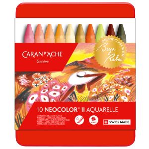 10 Pastels Aquarellables Caran d'Ache Neocolor 2 - Beya Rebai - Tons chauds