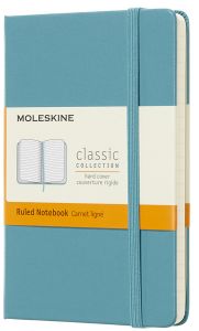 Carnet Moleskine Rigide - 9x14 cm - ligné - Bleu récif