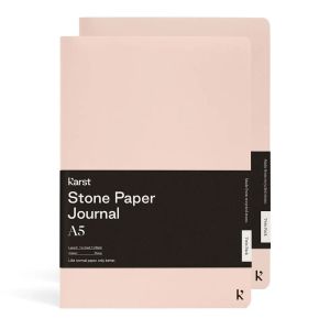 2 Cahiers Papier Pierre Karst - Souple - 14,8x21 cm - Rose poudré - Ligné + Pages blanches