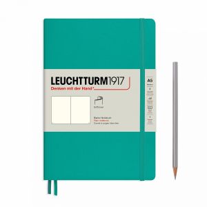 Carnet Leuchtturm souple - 14,5x21cm - Emeraude - pages blanches