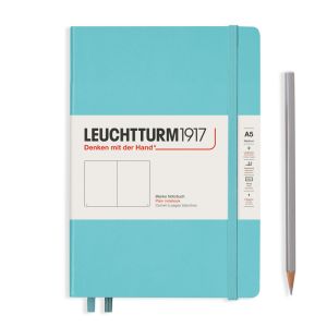 Carnet Leuchtturm rigide - 14,5x21cm - Aquamarine - pages blanches