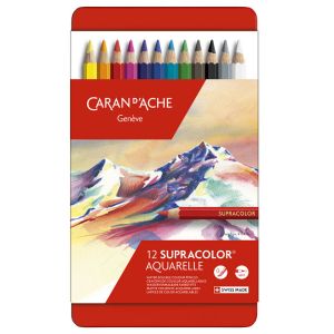 12 Crayons de Couleur Supracolor Aquarelle Caran d'Ache