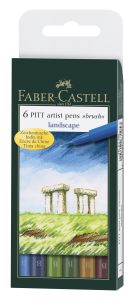 6 Feutres Pinceau Faber-Castell Pitt Artist Pen Brush - tons paysage