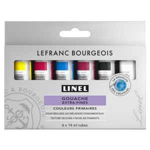 Gouache Extra-Fine Lefranc-Bourgeois - 6x14ml - set couleurs primaires