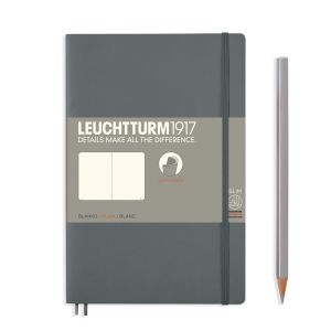 Carnet Leuchtturm souple - 12,5x19cm - Anthracite - Pages blanches