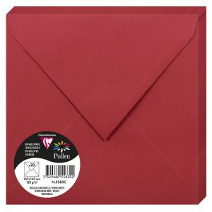 20 Enveloppes Pollen Clairefontaine - 165x165 mm - rouge groseille