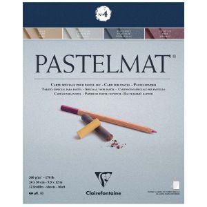 Bloc Papier Pastel Pastelmat Clairefontaine - 24x30 cm - 12 feuilles - 360g - couleurs n°4