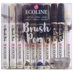 10 Feutres Pinceau Ecoline Royal Talens - tons gris