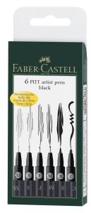 6 Feutres Faber-Castell Pitt Artist Pen - noir