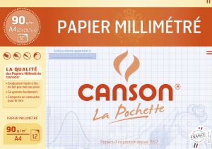 Pochette Papier Millimétré Canson - A4 - 12 feuilles - 90g