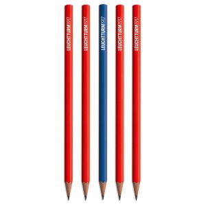 5 Crayons Graphite Leuchtturm Bauhaus - rouge et bleu - HB