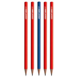5 Crayons Graphite Leuchtturm Bauhaus - rouge et bleu - HB