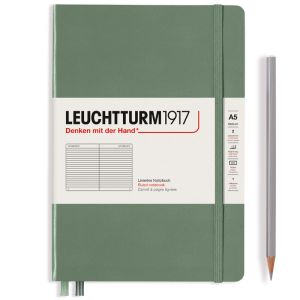 Carnet Leuchtturm rigide - 14,5x21cm - olive - ligné