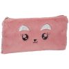 Trousse Plate fourrure - rose