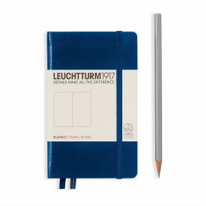 Carnet Leuchtturm rigide - 9x15cm - Bleu marine - Pages blanches