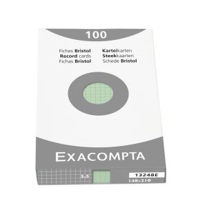 Étui de 100 Fiches Bristol A5 Exacompta - 148x210mm - petits carreaux - vert