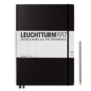 Carnet Leuchtturm rigide - 22,5x31,5cm - Noir - pages blanches