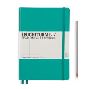 Carnet Leuchtturm rigide - 14,5x21cm - Émeraude - Pointillés